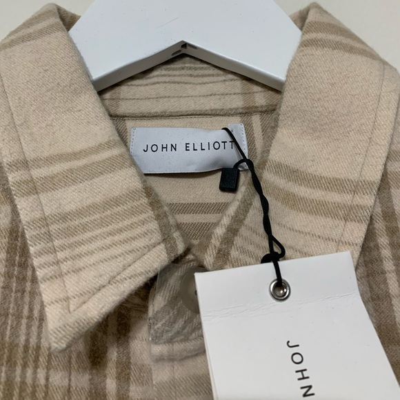 🔥 John Elliott Hemi Oversized Beige Flannel Shirt Medium NEW - Picture 8 of 10